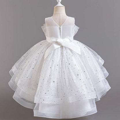 Sleeveless Dress Girls' Party Kids Girl Sequin Flower FashionChic