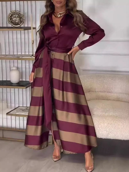 Women's Long Dress Maxi Dress Plaid Dress Shirt Dress Swing