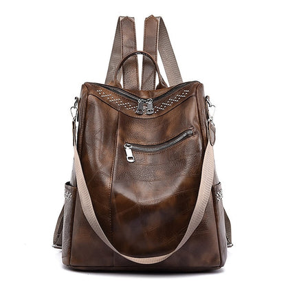 Large Backpack Women's - Leather Multi-Function Capacity FashionChic