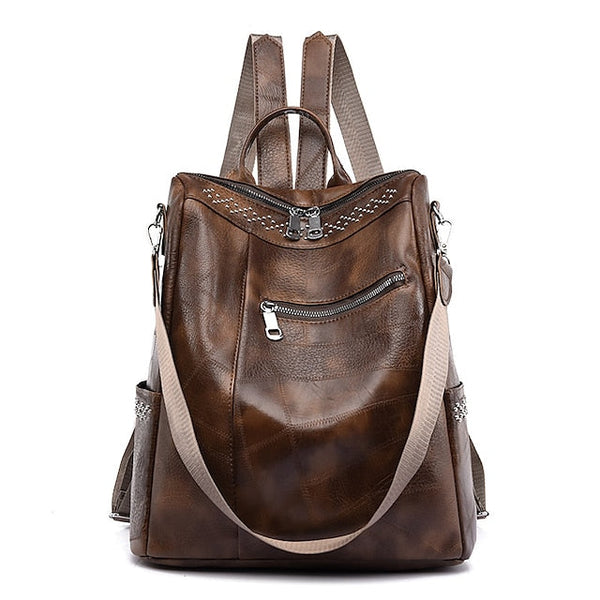 Large Backpack Women's - Leather Multi-Function Capacity FashionChic