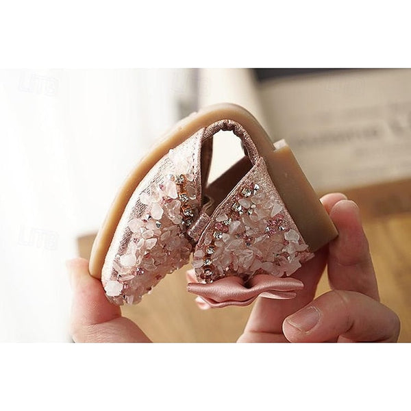 Girl Sparkly with Shoes Crystal and Bow Flower Girls' Satin FashionChic