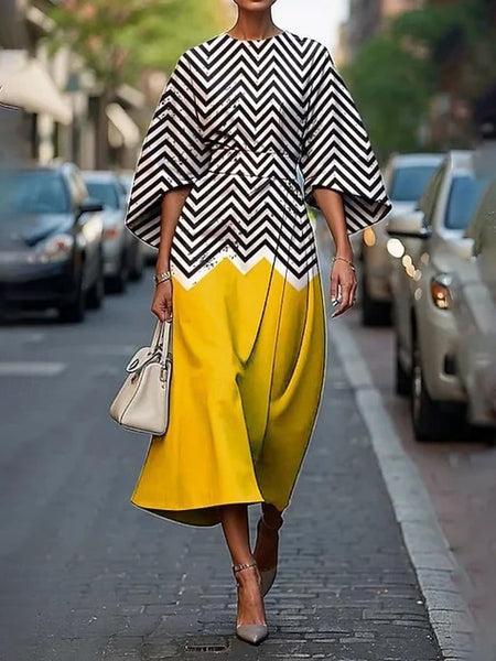 Women's Midi Dress Floral Dress Print Dress Elegant Fashion