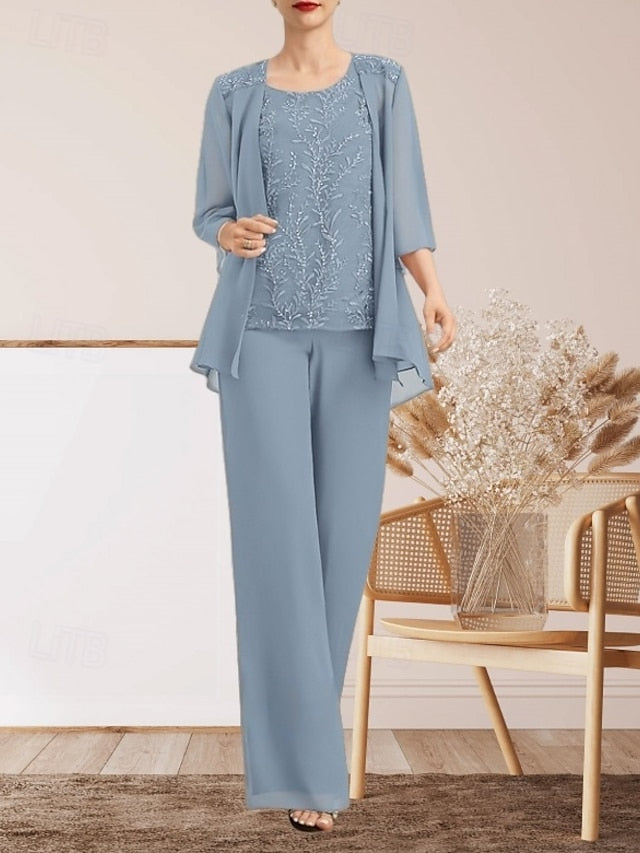 Elegant Mother Piece Pantsuit of Guest Wedding 3 Dress the Bride FashionChic