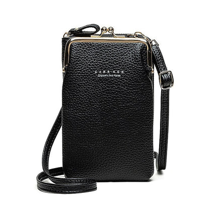Bag Gold Women's Faux with Frame Leather Black Crossbody FashionChic