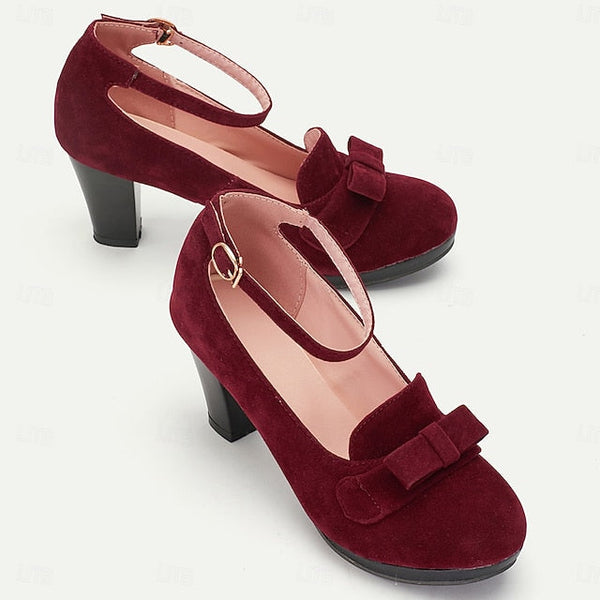 with Mary Bow Women's Heels - Jane Suede Detail Green FashionChic