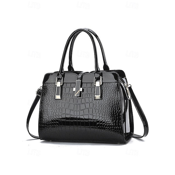 Faux - Croc Patent Women's Handbag Leather Burgundy FashionChic