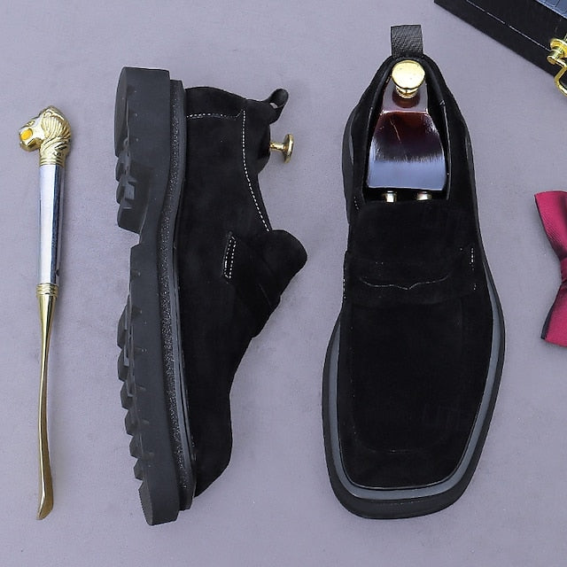 Men's Business Suede Cowhide Loafers -Classic Leather FashionChic