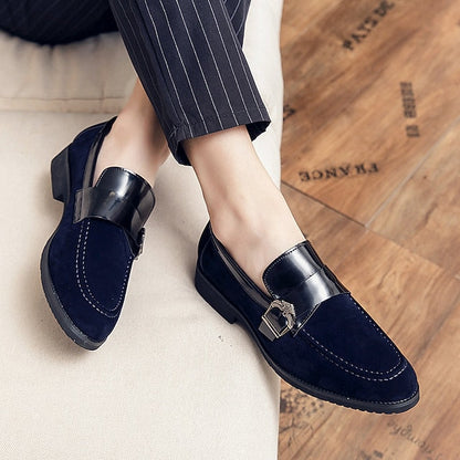 Patent and Leather Men's Loafers Strap Metal with Suede FashionChic