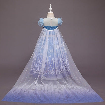 Dress Tulle Crown Princess Cape Set Cloak Hooded Elsa With FashionChic