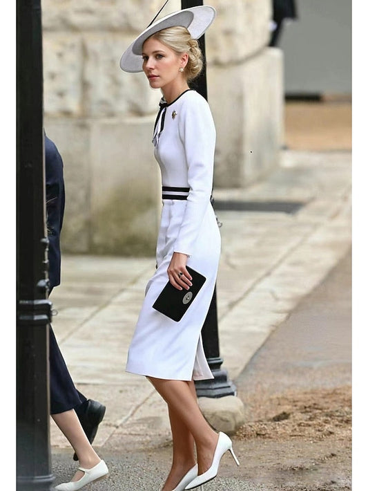 Crew Elegant Bride Dress of Neck Vintage the Casual Mother FashionChic
