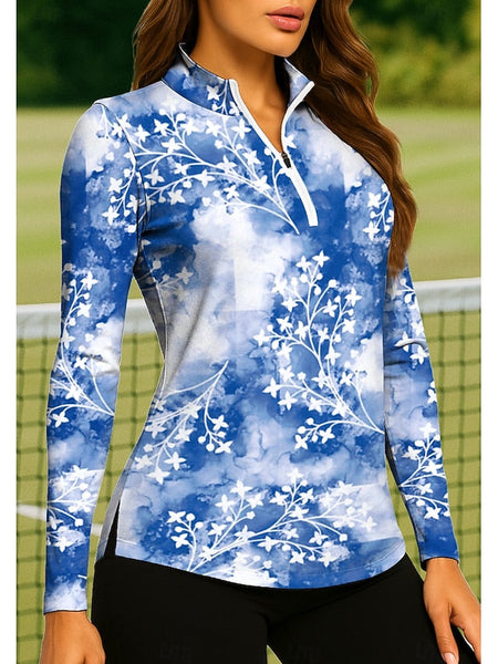 Women's Tie Dye Plants Tropical Floral Botanical Tops Golf FashionChic