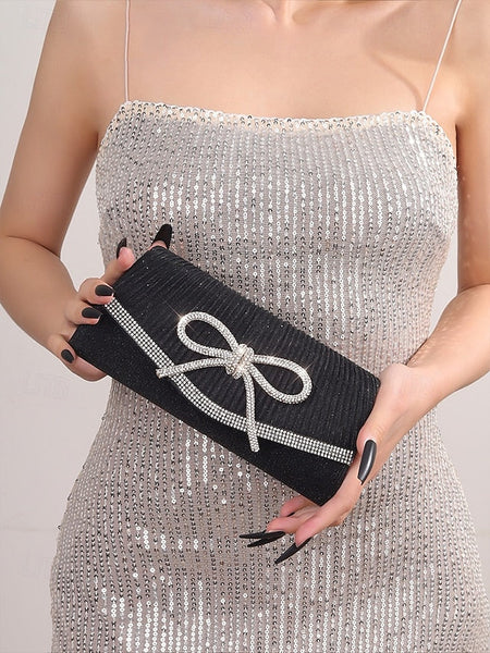 Purse Accent Blue Bow Rhinestone Clutch Glitter with FashionChic