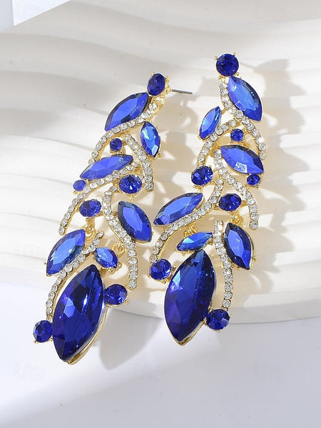 Leaf Earrings Crystal Women's Gold Design Elegant - FashionChic