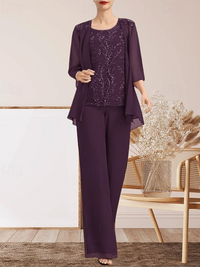 Elegant Mother Piece Pantsuit of Guest Wedding 3 Dress the Bride FashionChic