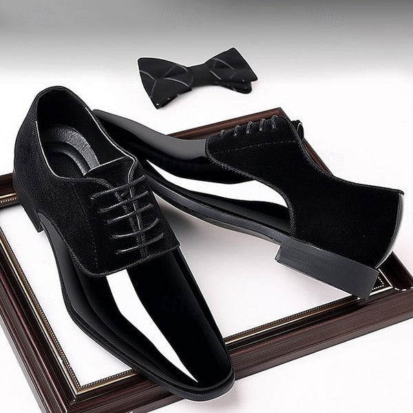 Patent Leather Dress with Navy Oxford Shoes Men's Blue FashionChic