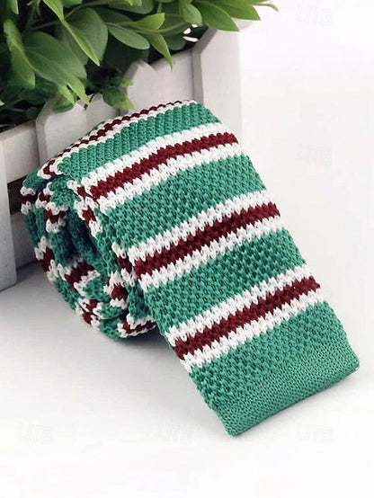 Neck Men's Stylish Christmas Stripe Knit - Tie Woven FashionChic