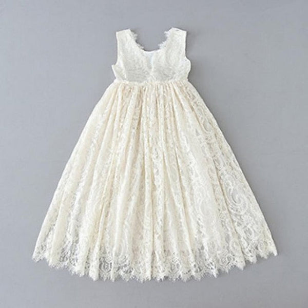 Solid Party Girls' Wedding Colored Sleeveless Kids Dress FashionChic