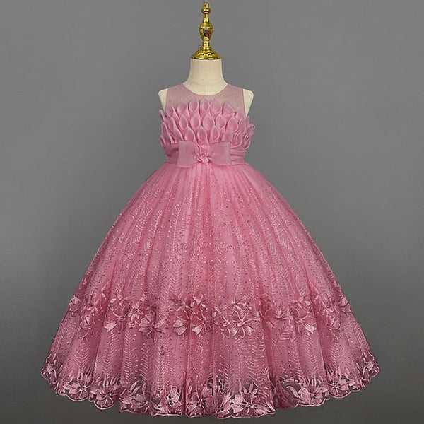 Colored Flower Solid Kids Dress Girl Girls' FashionChic