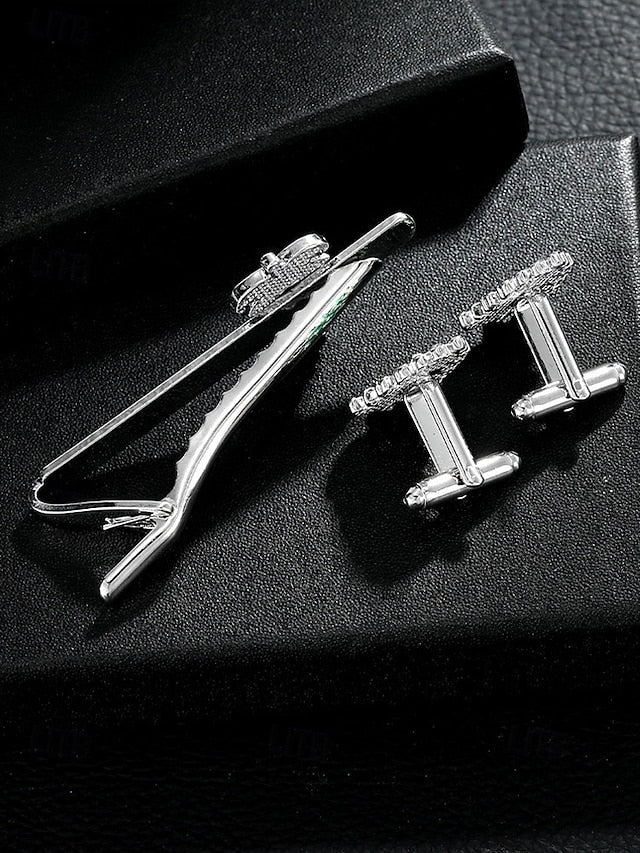Festive Men's - and Cufflinks Clip Tree Set Christmas Tie FashionChic
