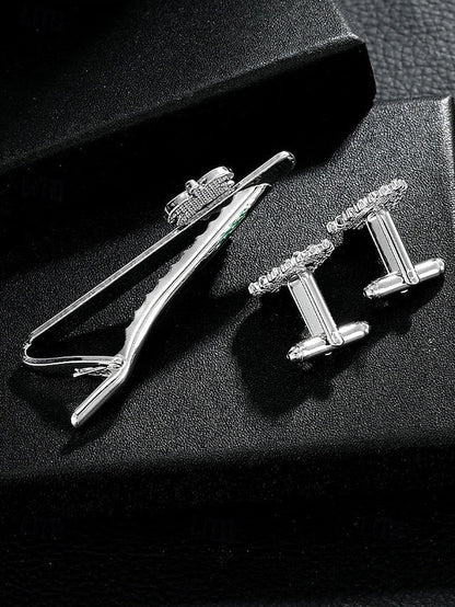 Festive Men's - and Cufflinks Clip Tree Set Christmas Tie FashionChic