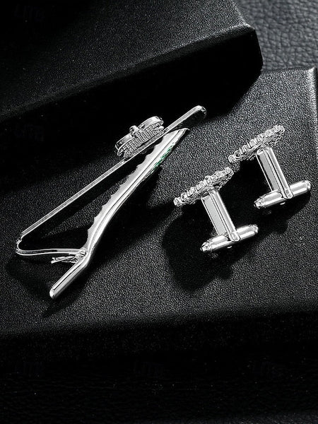 Festive Men's - and Cufflinks Clip Tree Set Christmas Tie FashionChic