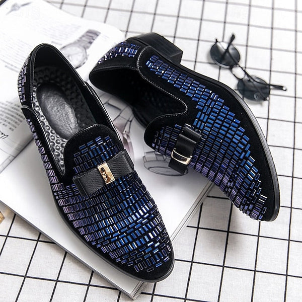– Strap Loafers Prom and Elegant Woven Silver Men's Monk FashionChic