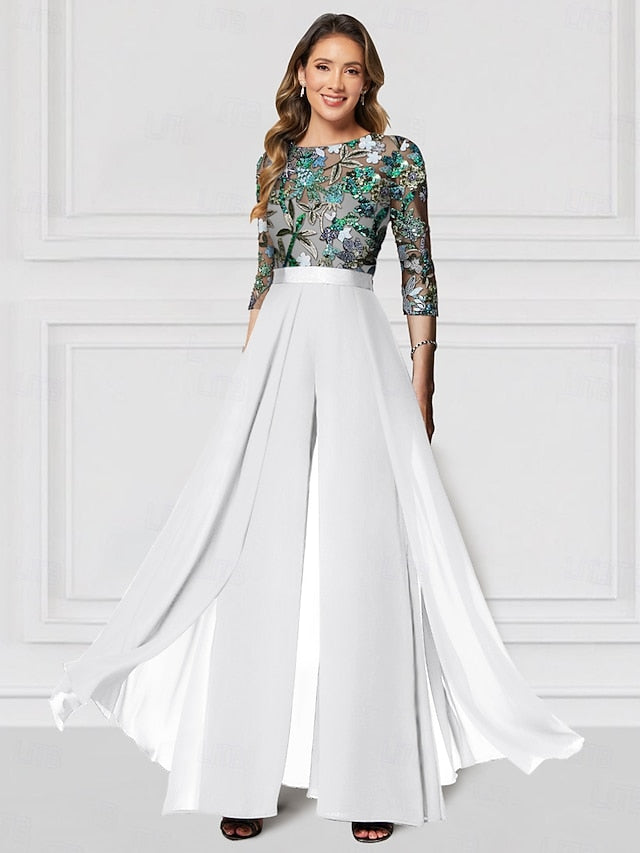 Wedding Jumpsuit the Mother Formal Floral of Bride Embroidered FashionChic