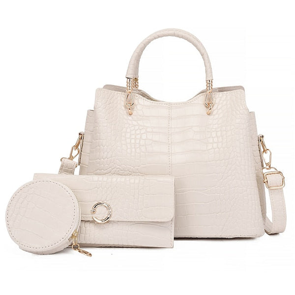 Set Leather Purse Going Bag PU Pcs Office 3 Women's out FashionChic