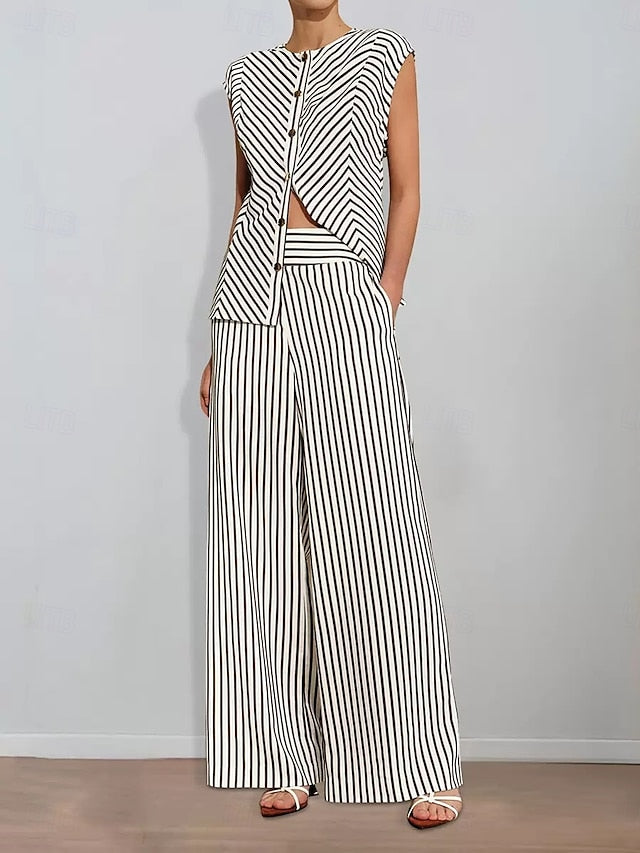 Print Pantsuit Piece Bride Mother the of Striped Two FashionChic