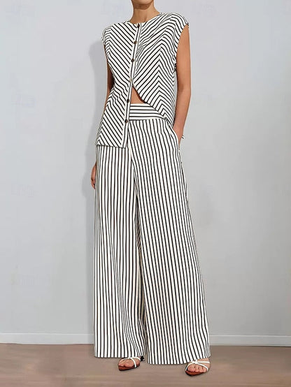 Print Pantsuit Piece Bride Mother the of Striped Two FashionChic