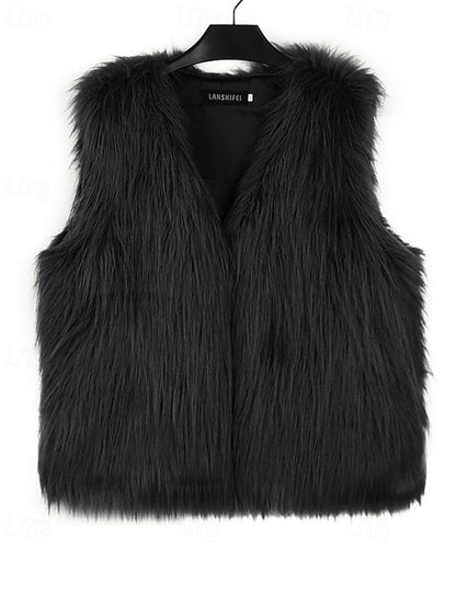 Vest Coat Women's Leathers Comfortable Furs Faux Fur FashionChic