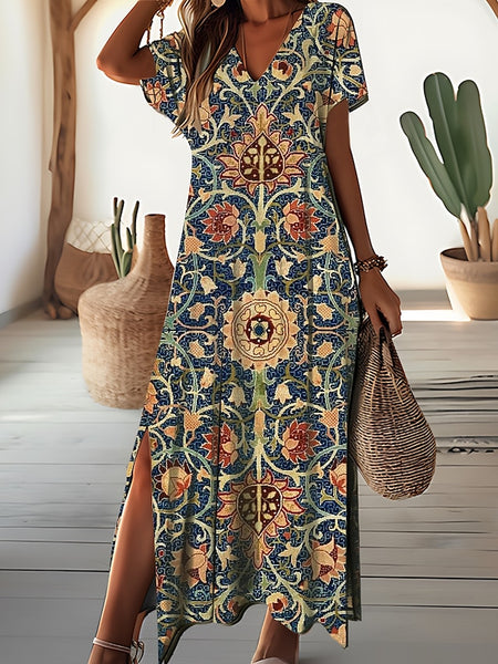 Women's Maxi Dress Floral Ditsy Floral Split Print V Neck