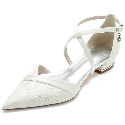Rhinestone Bridal Heel Wedding Flat Shoes Women's FashionChic