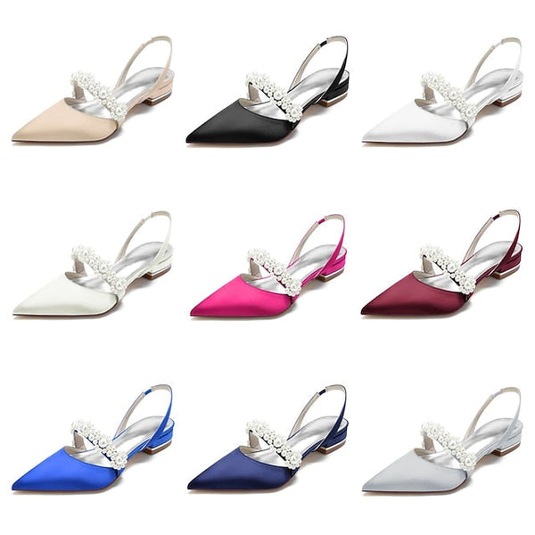 Dress Pearl White Elegant Satin with Women's Shoes FashionChic