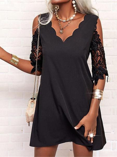 Women's Mini Dress Black Dress Lace Dress Casual Dress FashionChic