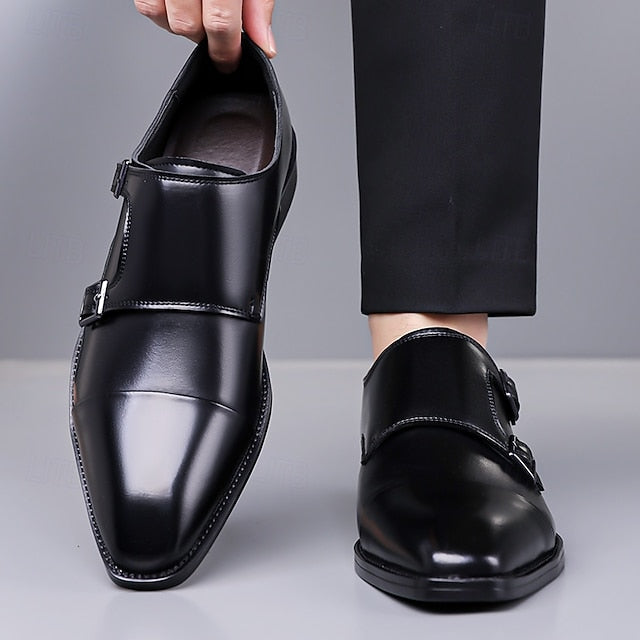 Strap Double – Men's Leather Elegant Shoes Monk Dress FashionChic