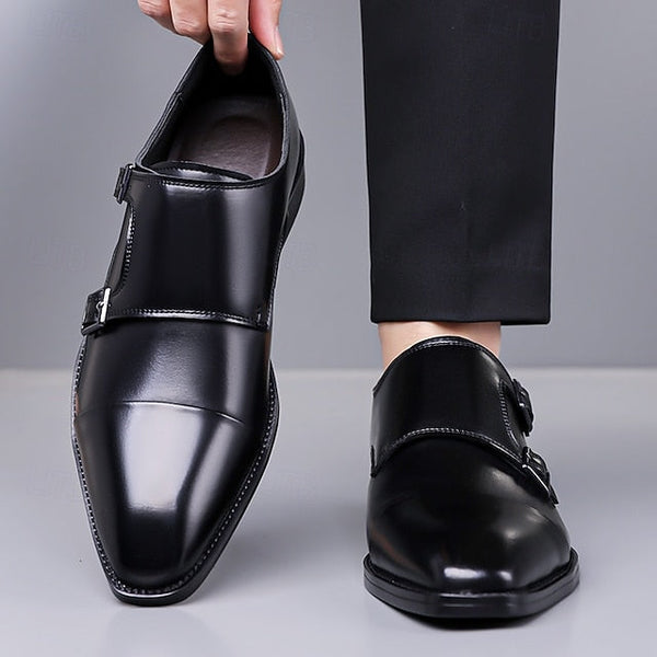 – Shoes Strap Elegant Dress Monk Men's Leather Double FashionChic