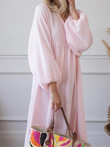 Women's Pink Orange Rose Red Summer Spring Maxi Dress Faux