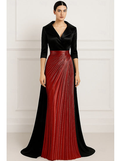 Gold A-Line Evening Wedding Elegant Dress Gown Formal Black FashionChic