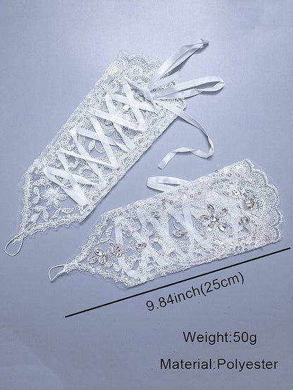 Bridal Pearls with Lace Wedding Gloves Accessories Elegant – FashionChic