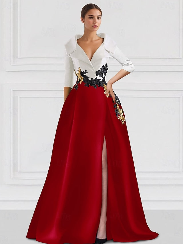 Formal Gown A-Line Floor Dress Tuxedo Evening Elegant FashionChic