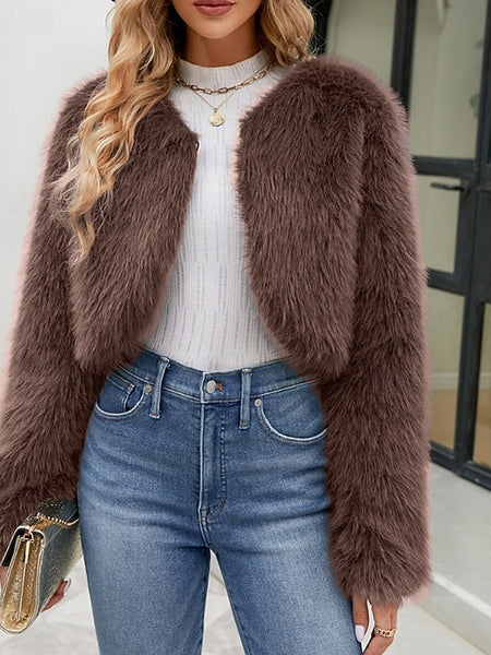 Women's Comfortable Coat Faux Winter Fur Furs Warm FashionChic