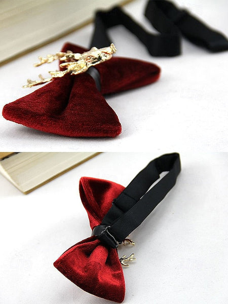 Bow Gold Men's Velvet Pin with Tie Head Deer FashionChic