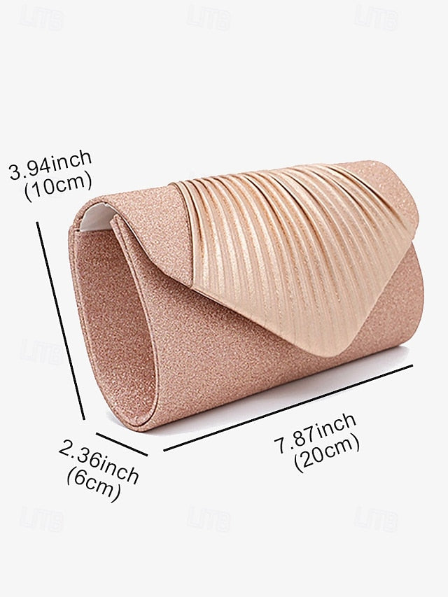 Clutch Design Champagne – Glitter Evening Bag Pleated with FashionChic
