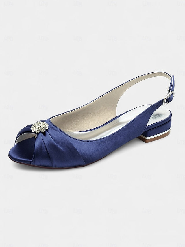 Women's Wedding Heels with Crystal Satin Slingback FashionChic