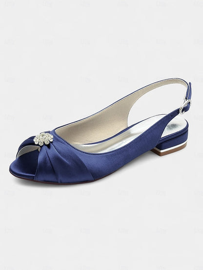 Women's Wedding Heels with Crystal Satin Slingback FashionChic