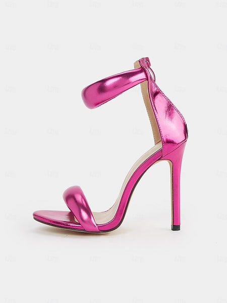 Ankle Women Fuchsia for Stiletto Heels - Metallic Strap FashionChic