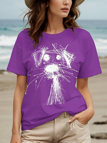 Women's T Shirt Graphic Animal Dog Vintage Stylish Classic FashionChic