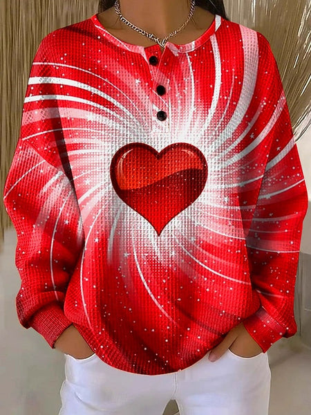 Women's Pullover Sweatshirt Heart Graphic Vintage Casual FashionChic
