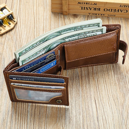 wallet card leather purse multi top cowhide layer Genuine coin FashionChic